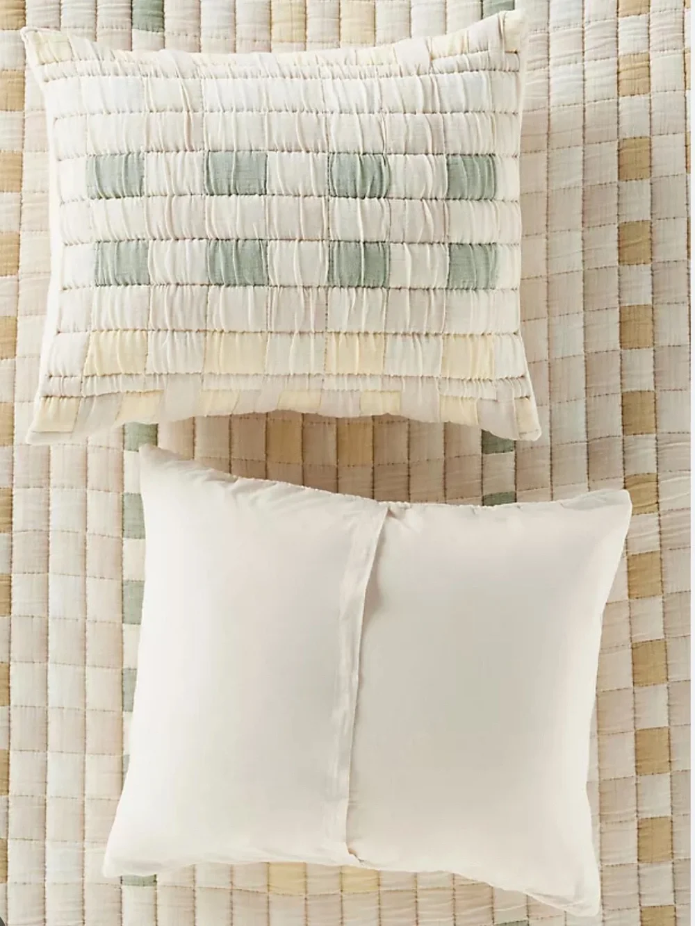 NWT Anthropologie Quilted Matelassé Shams in Cream, Perri Neutral - Set of 2